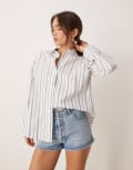 [Abercrombie & Fitch] Abercrombie & Fitch oversized poplin shirt in white stripe S WHITE