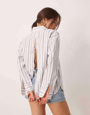 Abercrombie & Fitch Oversized Poplin Shirt In Gray