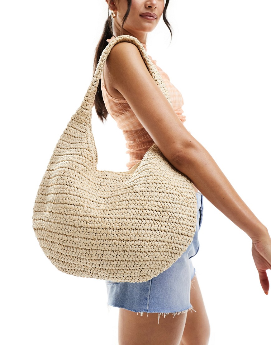 Abercrombie & Fitch oversized round straw tote bag-Neutral