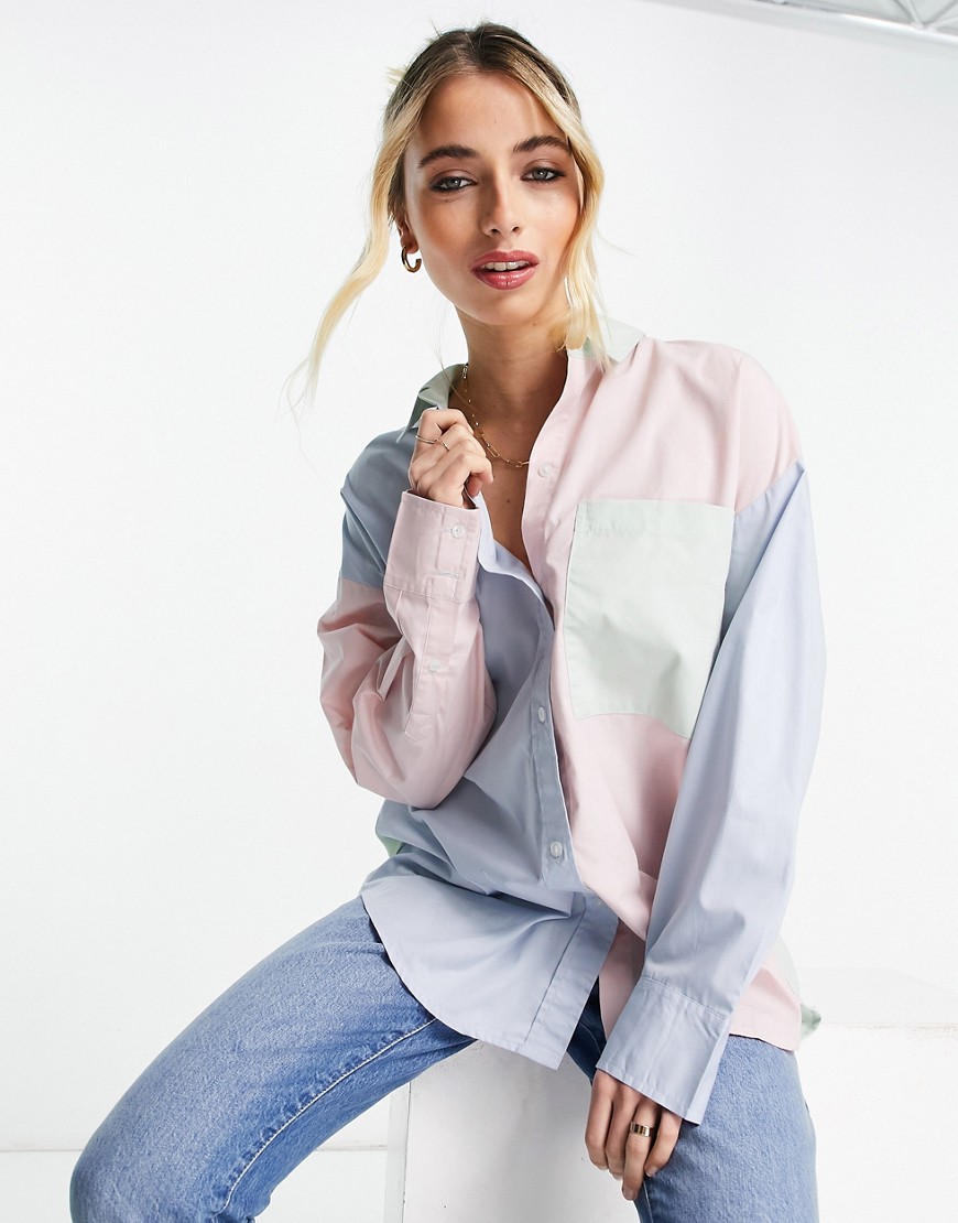 Abercrombie & Fitch oversized shirt in color block-Multi
