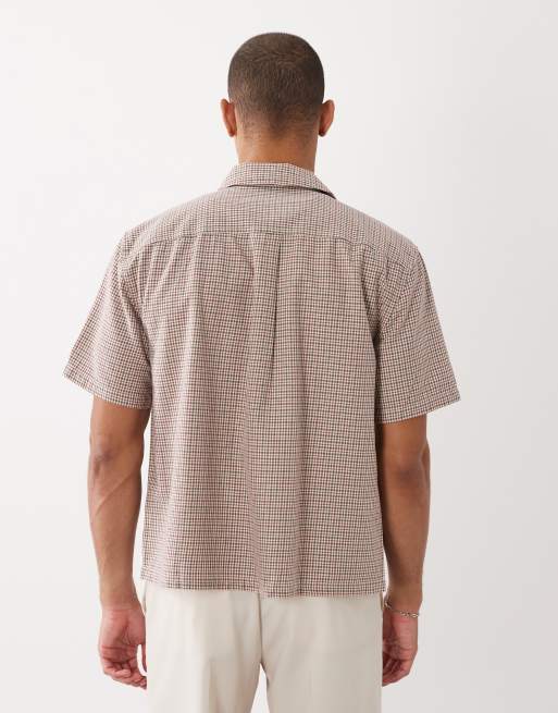 Abercrombie & Fitch oversized short sleeve shirt in pink micro plaid, 5 of 5