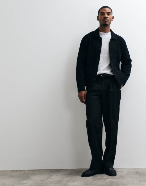 Abercrombie & Fitch oversized skjortjacka med knappar i svart, 2 av 5