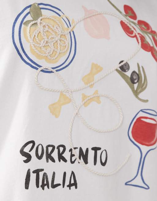 Abercrombie & Fitch oversized 'Sorrento' graphic t-shirt in white, 2 of 4