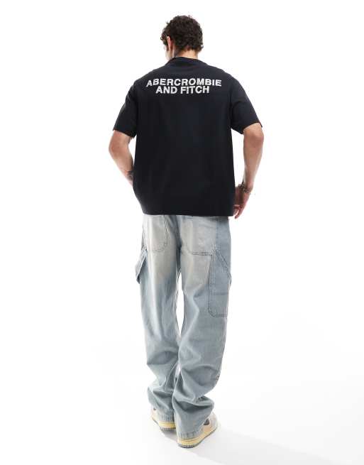 Abercrombie & Fitch - Oversized T-shirt met logo met patroon erin op de achterkant in zwart