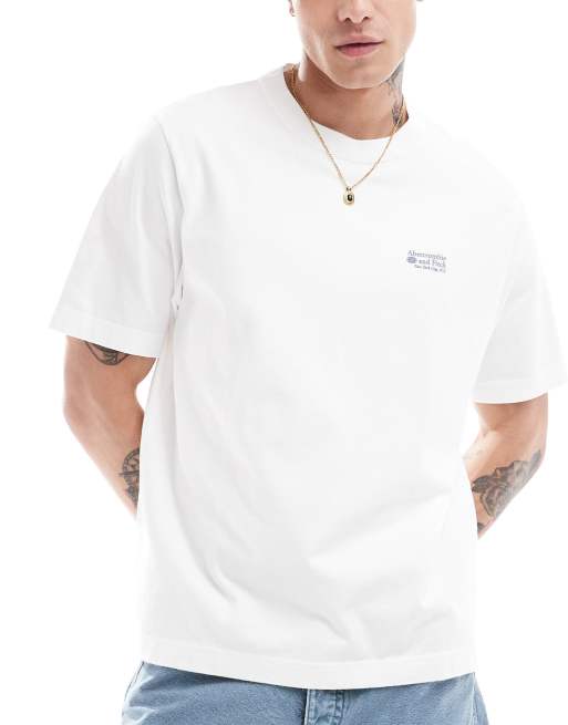 Abercrombie & Fitch - Oversized T-shirt van zware kwaliteit met klein gepolijst logo in wit