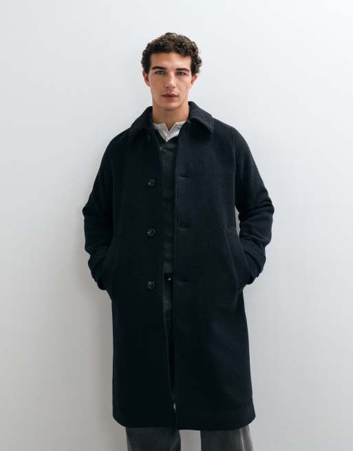 Abercrombie & Fitch oversized wool blend longline coat in charcoal, 3 of 5