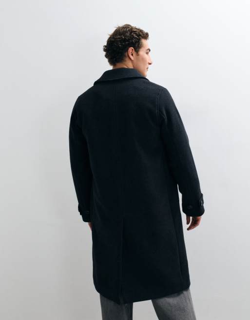 Abercrombie & Fitch oversized wool blend longline coat in charcoal, 4 of 5