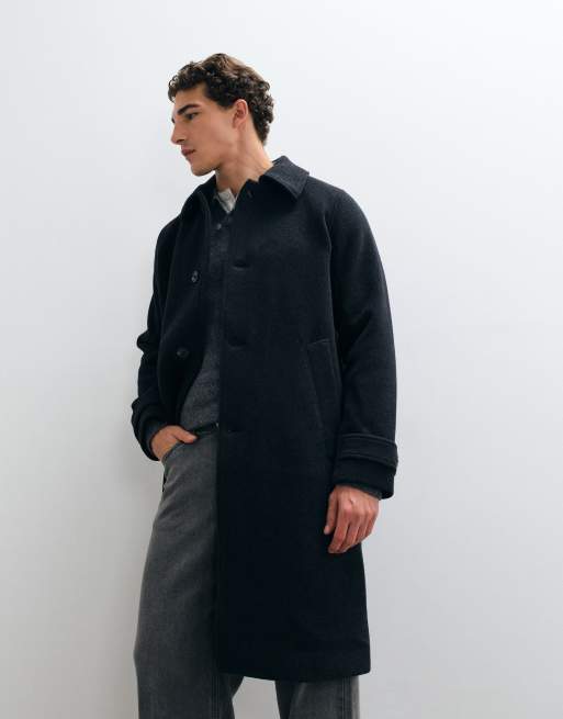 Abercrombie & Fitch oversized wool blend longline coat in charcoal, 5 of 5