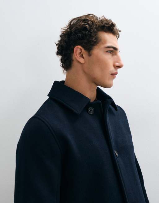 Abercrombie & Fitch oversized wool blend longline coat in navy, 2 of 5