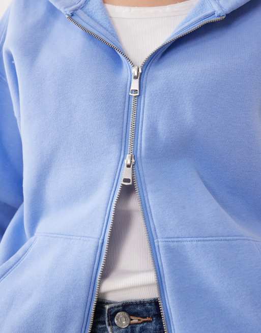 Abercrombie & Fitch oversized zip up hoodie in blue, 4 of 4