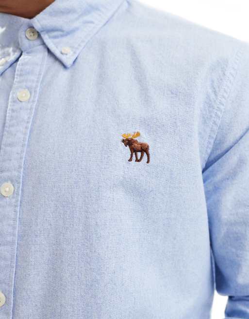 Abercrombie & Fitch – Oxford-Hemd in Hellblau mit Markenlogo, 2 von 4