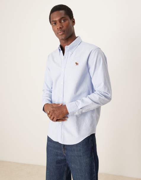 Abercrombie & Fitch – Oxford-Hemd in Hellblau mit Markenlogo - view 1