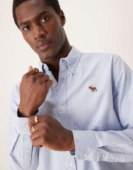 Abercrombie & Fitch – Oxford-Hemd in Hellblau mit Markenlogo, 2 von 4