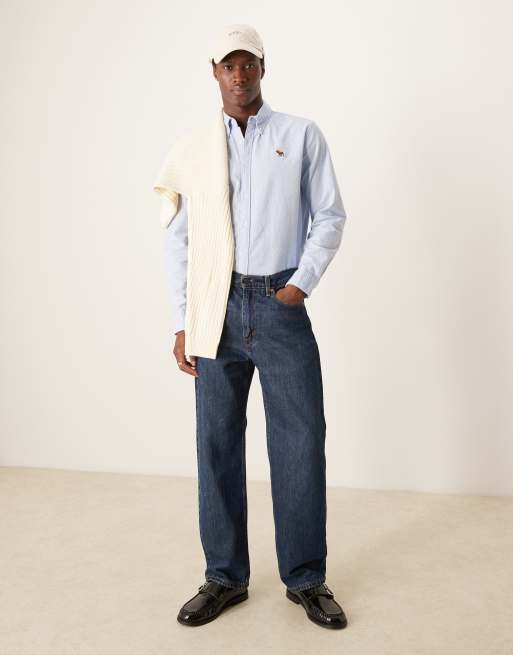 Abercrombie & Fitch – Oxford-Hemd in Hellblau mit Markenlogo, 4 von 4