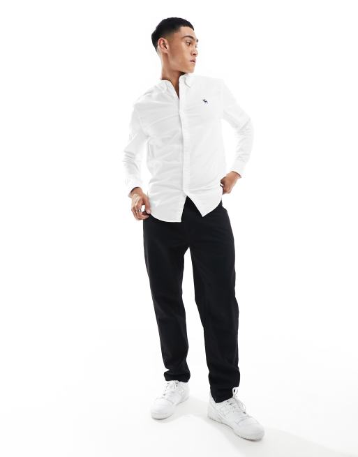 Abercrombie & Fitch – Oxford-Hemd in Weiß mit Markenlogo, 4 von 4