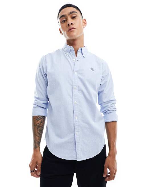 Abercrombie & Fitch - Oxford overhemd met icoonlogo in lichtblauw
