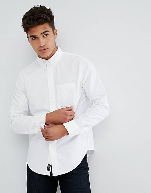 Abercrombie & Fitch Oxford Shirt Core Slim Fit in White | ASOS