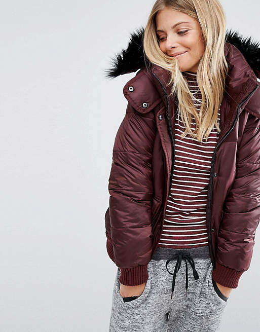 Abercrombie & Fitch Padded Jacket with Faux Fur Trimmed Hood | ASOS