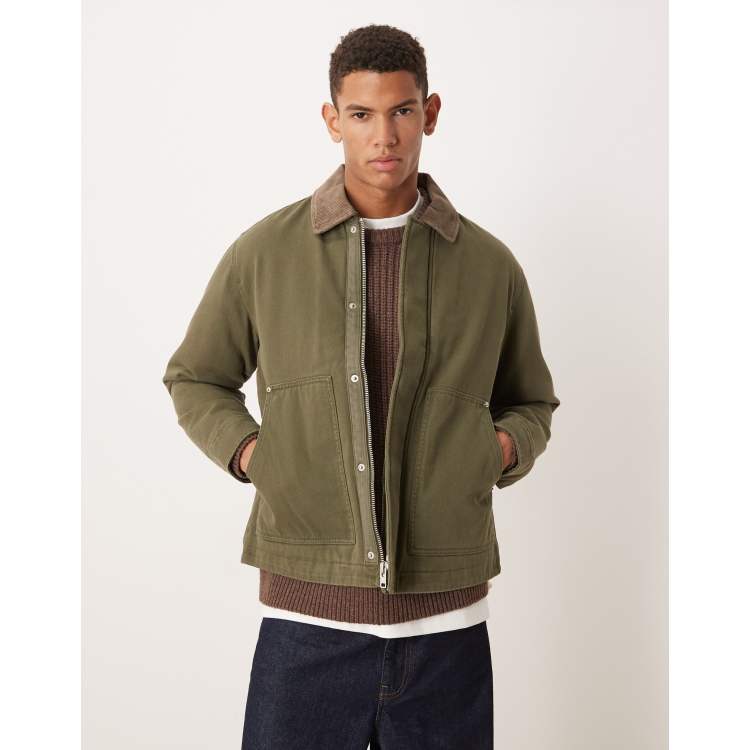 Abercrombie & Fitch padded worker jacket with corduroy collar in