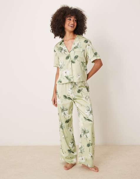 Abercrombie & Fitch pajama set in green floral - view 1