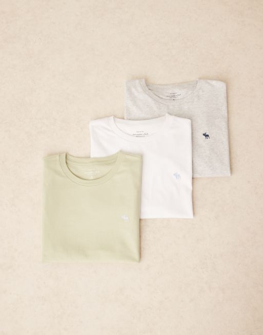 Abercrombie & Fitch - Pakke med 3 kortærmede T-shirts med logoikon i forskellige farver