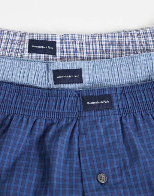 Abercrombie & Fitch - Pakke med 3 par blå/ternede boksershorts, 2 af 4