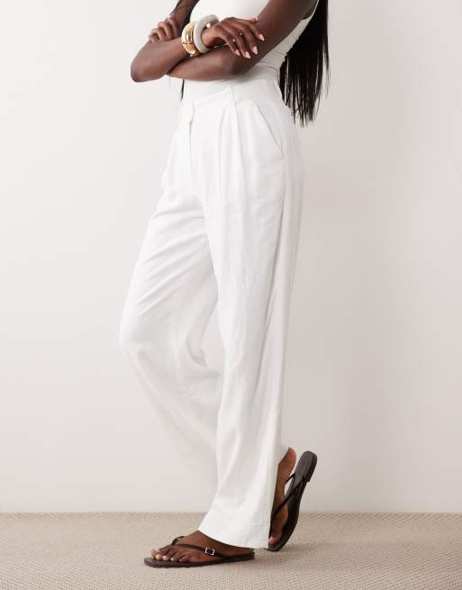 Abercrombie & Fitch - Pantalon ample en lin majoritaire - Blanc  , 2 de 5