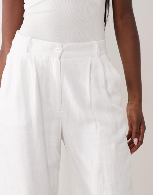 Abercrombie & Fitch - Pantalon ample en lin majoritaire - Blanc  , 3 de 5