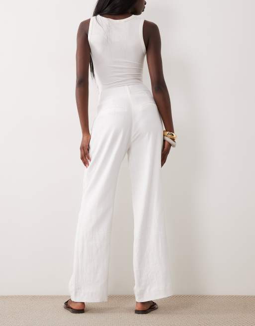 Abercrombie & Fitch - Pantalon ample en lin majoritaire - Blanc  , 5 de 5
