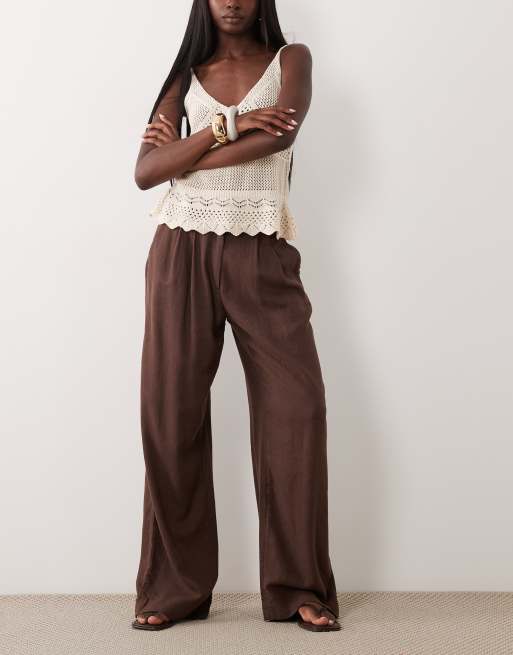 Abercrombie & Fitch - Pantalon ample en lin majoritaire - Marron , 2 de 5