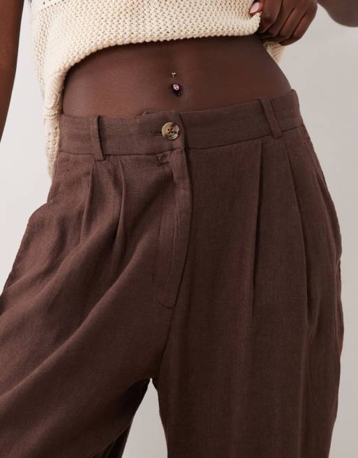 Abercrombie & Fitch - Pantalon ample en lin majoritaire - Marron , 3 de 5