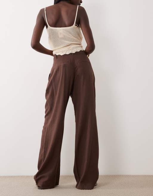 Abercrombie & Fitch - Pantalon ample en lin majoritaire - Marron , 5 de 5