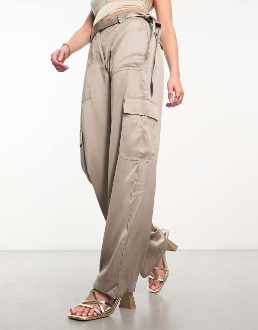 Pantalon best sale satin beige