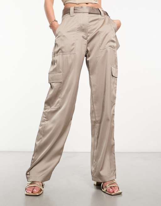 Pantalon satin online beige