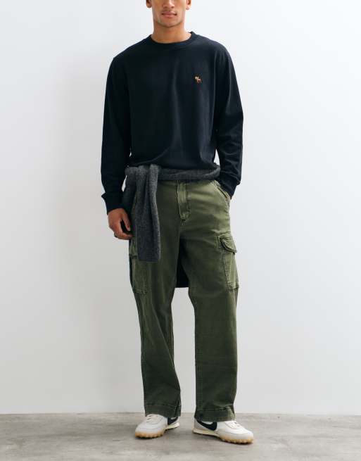 Abercrombie & Fitch pantalón cargo de pernera recta de algodón en caqui, 2 de 5