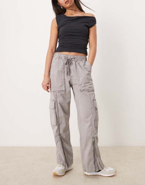 Abercrombie & Fitch - Pantalon cargo large à taille haute - Gris - view 1
