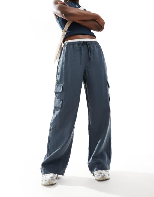 Abercrombie & Fitch - Pantalon cargo noué à la taille - Gris