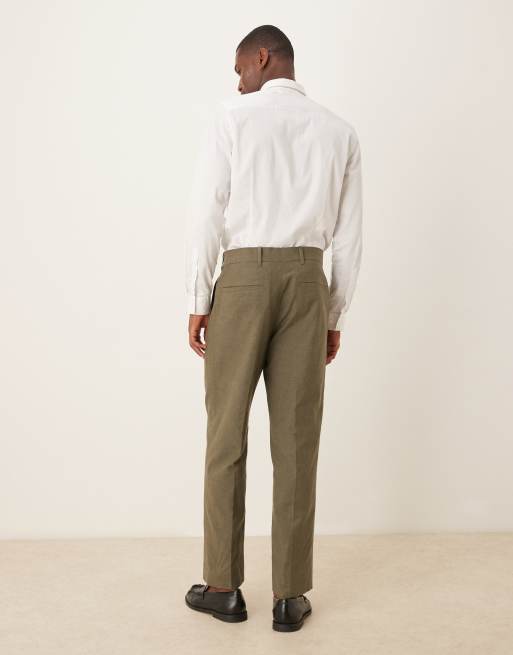 Abercrombie & Fitch - Pantalon de costume d'ensemble classique en lin - Vert olive, 2 de 5