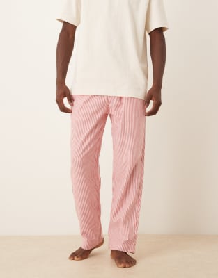 Abercrombie & Fitch - Pantalon de pyjama à rayures en flanelle - Rouge-rose