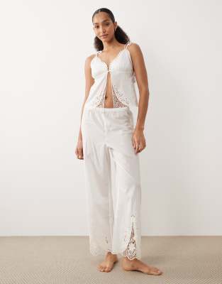 Pantalon de pyjama d'ensemble ample pour mariée - Blanc XL