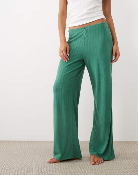 Abercrombie & Fitch pantalon de pyjama pointelle vert - view 1