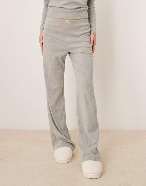 Abercrombie & Fitch - Pantalon d'ensemble de pyjama en maille pointelle - Gris clair, 3 de 4