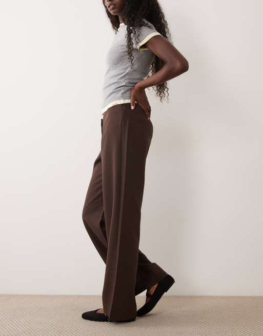 Abercrombie & Fitch pantalon large taille basse marron, 3 de 5