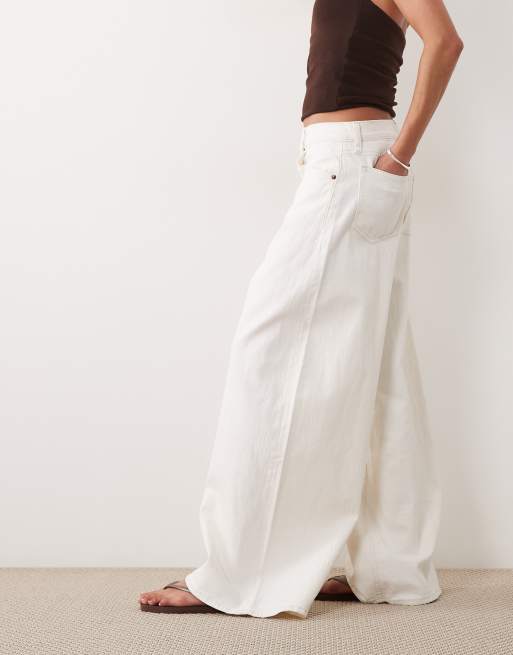 Abercrombie & Fitch - Pantalon ultra-ample en denim léger à taille haute - Écru, 2 de 5