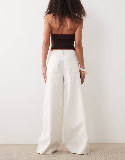 Abercrombie & Fitch - Pantalon ultra-ample en denim léger à taille haute - Écru, 4 de 5