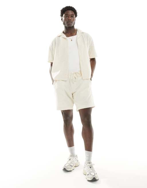 Abercrombie & Fitch - Pantaloncini comodi in pizzo color crema in coordinato