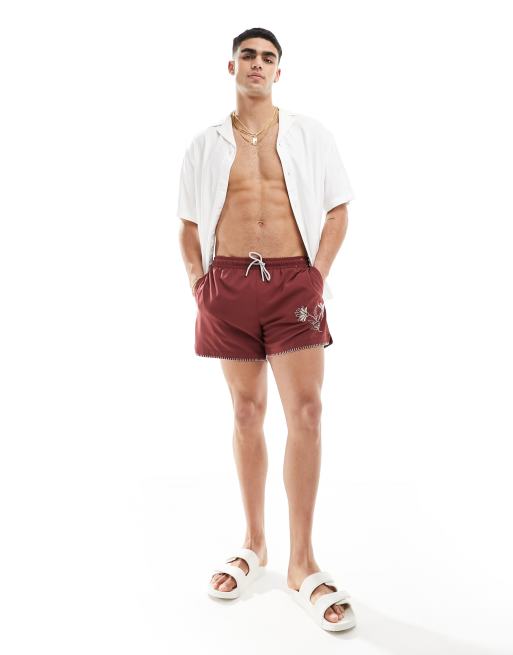 Abercrombie & Fitch - Pantaloncini da bagno bordeaux da 5