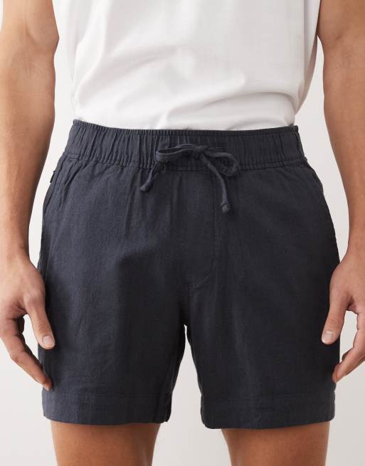 Abercrombie & Fitch - Pantaloncini in misto cotone e lino blu navy , 4 di 5