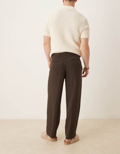 Abercrombie & Fitch - Pantaloni ampi marrone gessato, 3 di 5