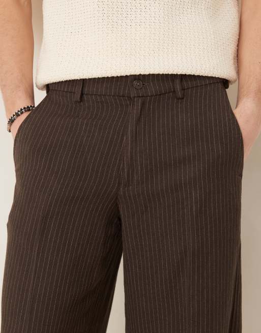 Abercrombie & Fitch - Pantaloni ampi marrone gessato, 5 di 5